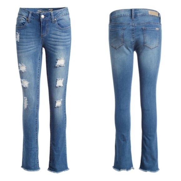 Seven7 Distressed Slim Straight Jeans SALE - Picture 1 of 11